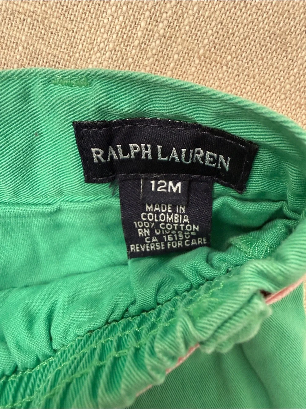 Ralph Lauren Green Toddler Knit Skort with Pink Striped Belt - 12 months